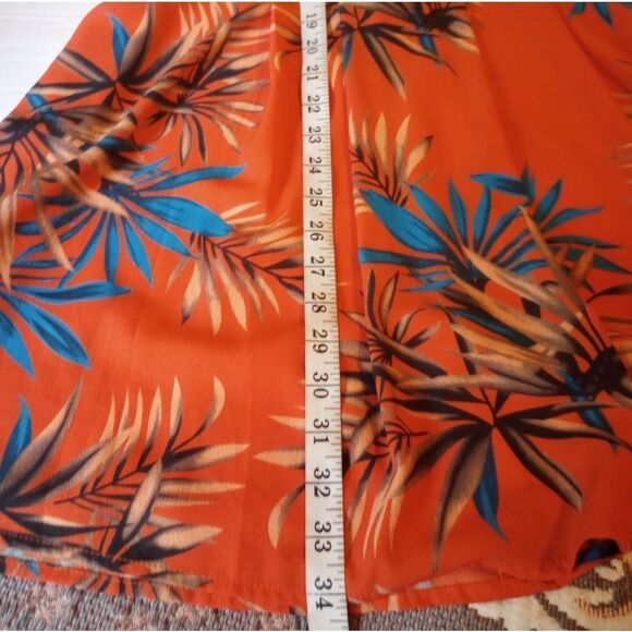 Tropical Print Mini Dress Deep V Cut Front And Back Belted Pleated Front - Picture 8 of 10